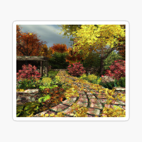 Autumn's Embrace A Garden Portrait Sticker