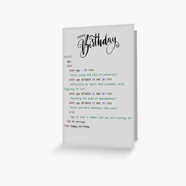 Item preview, SQL birthday card - data statistics birthday - data analyst designed and sold by soniaaseguin.