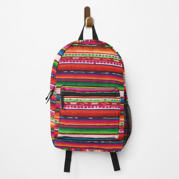 Aperçu de l'œuvre Couverture poncho arc-en-ciel serape textile mexicain décor à rayures maximalistes vibrantes créée et vendue par T-Mex.