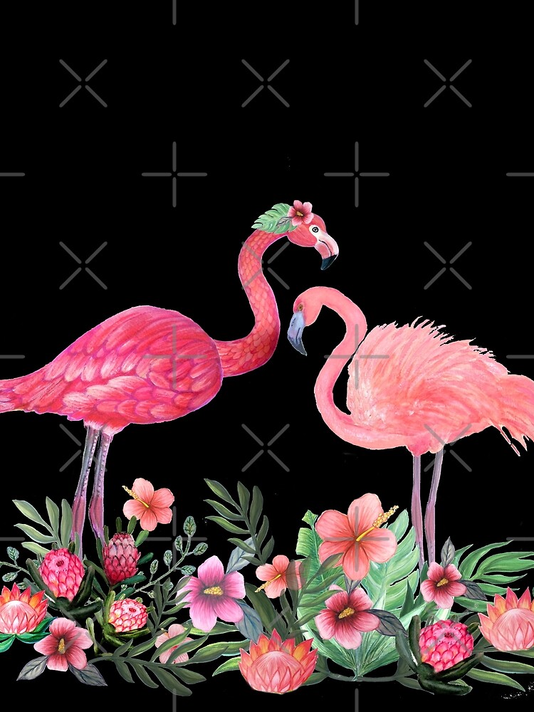 Flamingo with Tropical Flowers by Magenta Rose Designs by MagentaRose