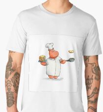 Who wants pancakes?? A cute chef hippo kids illustration Men's Premium T-Shirt