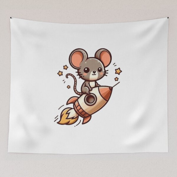 Item preview, Cute mouse flying on rocket  designed and sold by Culmika.