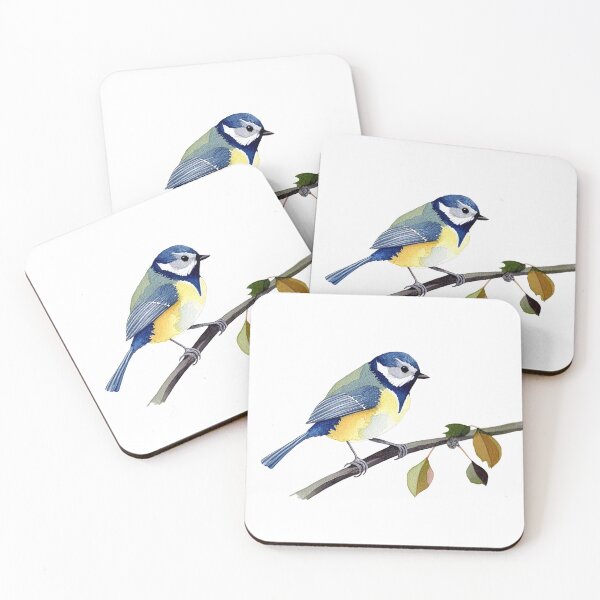Item preview, a happy blue Titmouse, Titmouse Bird  designed and sold by PandaKunst.
