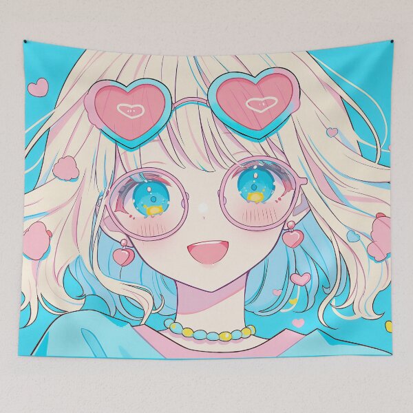 Item preview, Heartfelt Gaze - Anime Girl with Heart Glasses Art designed and sold by JeanAlvarez.
