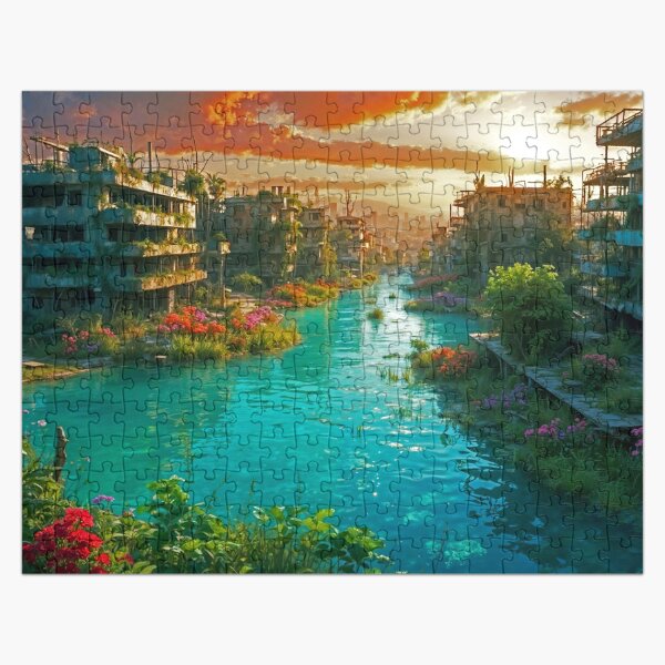 Item preview, Post-Apocalyptic Life Returns - Aqua River at Sunset designed and sold by leftylee.