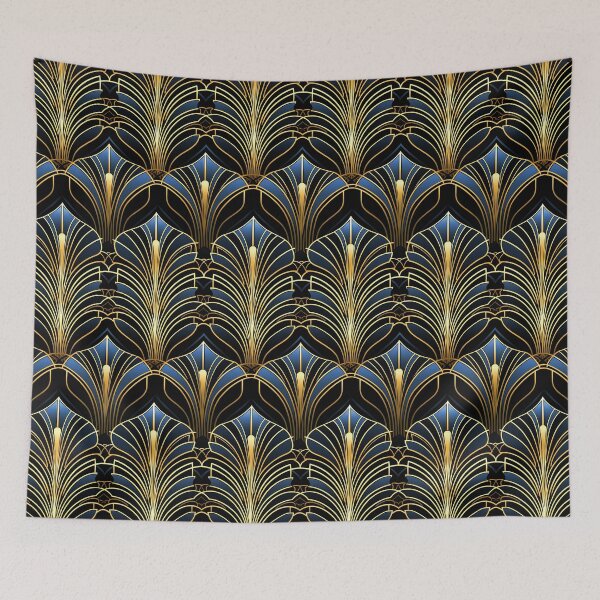 Item preview, Elegant Blue And Golden Chic Art Deco Pattern designed and sold by DEC02.