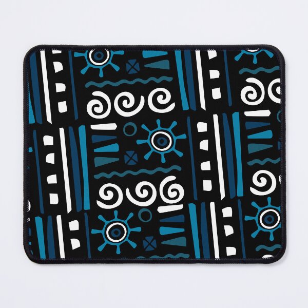 Item preview, White & Blues Tribal Symbol Black Forever Seamless Pattern designed and sold by Alchemy-A-La-G.