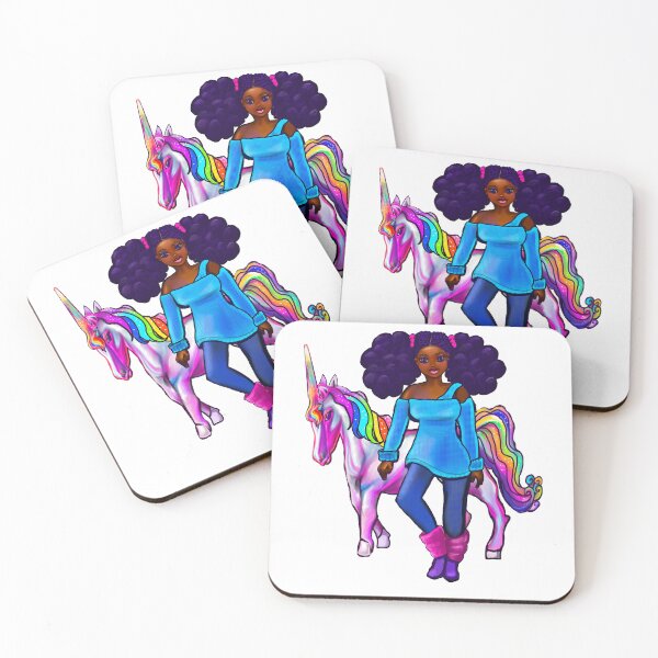 Item preview, Afro Hair Princess & Unicorn Pony | Black Girl Melanin Horse Art | Curly Haired Queen designed and sold by Artonmytee.