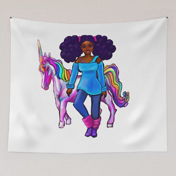 Item preview, Afro Hair Princess & Unicorn Pony | Black Girl Melanin Horse Art | Curly Haired Queen designed and sold by Artonmytee.