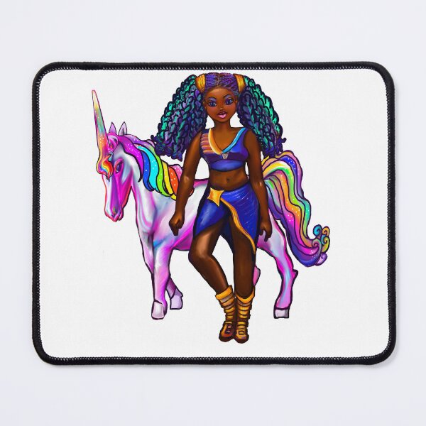 Item preview, Girls - Princess with unicorn pony - black girl with afro hair braids and horse. Black princess designed and sold by Artonmytee.
