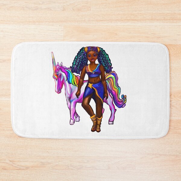Item preview, Girls - Princess with unicorn pony - black girl with afro hair braids and horse. Black princess designed and sold by Artonmytee.