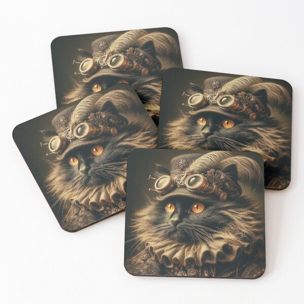 Item preview, PORTRAIT OF A BEAUTIFUL LADY STEAMPUNK CAT designed and sold by CinemaObscura.