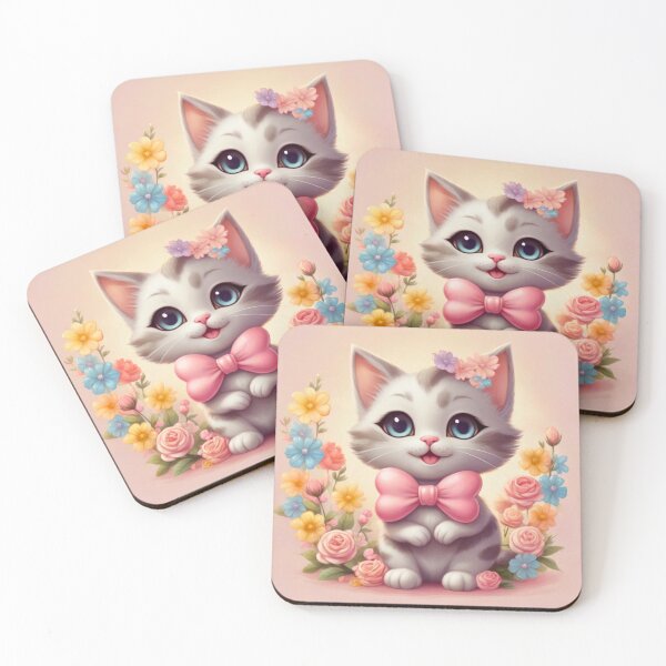 Item preview, Cute kitten with a pink bow designed and sold by RCsDigitalArt.