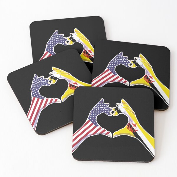 Item preview, Brunei Bruneian USA United States American America Love Heart Peace designed and sold by FlagX.