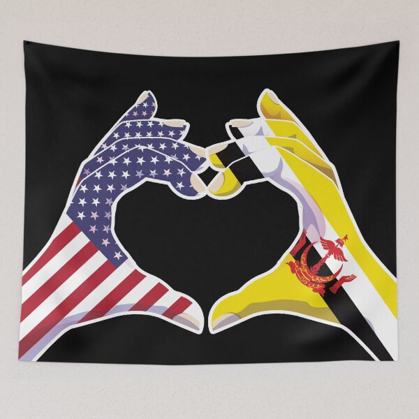 Item preview, Brunei Bruneian USA United States American America Love Heart Peace designed and sold by FlagX.