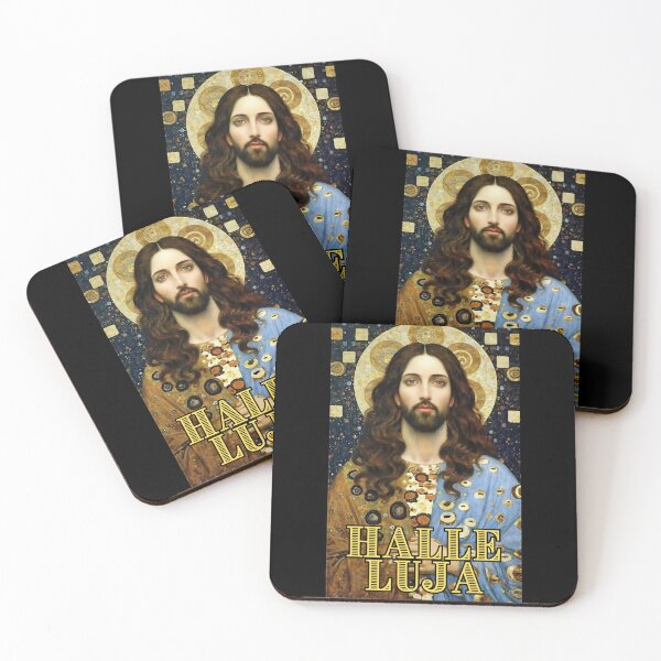 Artikelvorschau, Jesus Christus sagt Halleluja (auf Deutsch) im niedlichen Gustav Klimt Stil Geschenk für Christen entworfen und verkauft von thankful-loco.