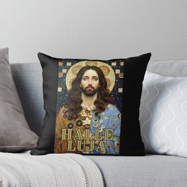 Artikelvorschau, Jesus Christus sagt Halleluja (auf Deutsch) im niedlichen Gustav Klimt Stil Geschenk für Christen entworfen und verkauft von thankful-loco.