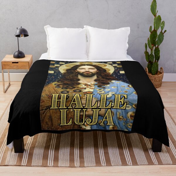 Artikelvorschau, Jesus Christus sagt Halleluja (auf Deutsch) im niedlichen Gustav Klimt Stil Geschenk für Christen entworfen und verkauft von thankful-loco.