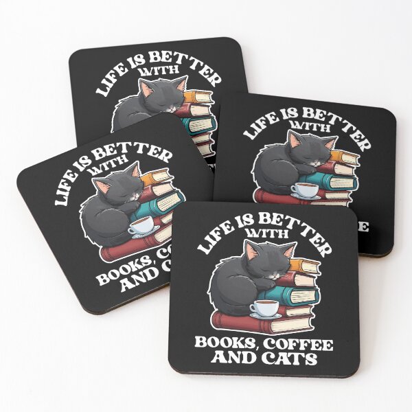 Item preview, Life Is Better With Books Cats & Coffee Librarian Reading Lover designed and sold by GravitiTees.