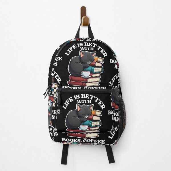 Item preview, Life Is Better With Books Cats & Coffee Librarian Reading Lover designed and sold by GravitiTees.