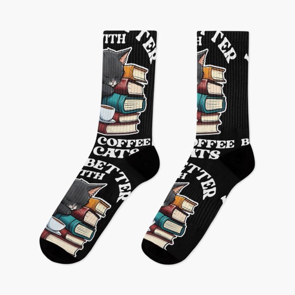 Item preview, Life Is Better With Books Cats & Coffee Librarian Reading Lover designed and sold by GravitiTees.
