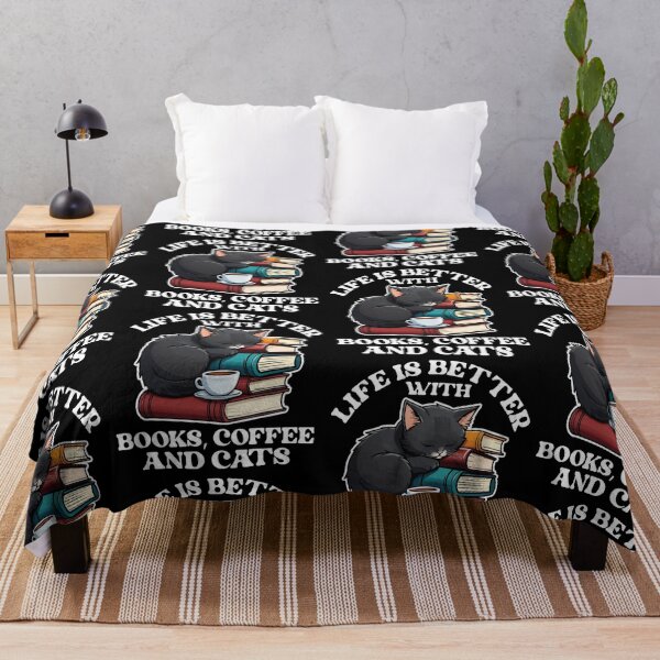 Item preview, Life Is Better With Books Cats & Coffee Librarian Reading Lover designed and sold by GravitiTees.