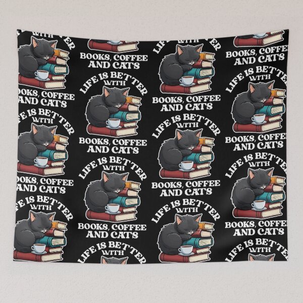 Item preview, Life Is Better With Books Cats & Coffee Librarian Reading Lover designed and sold by GravitiTees.