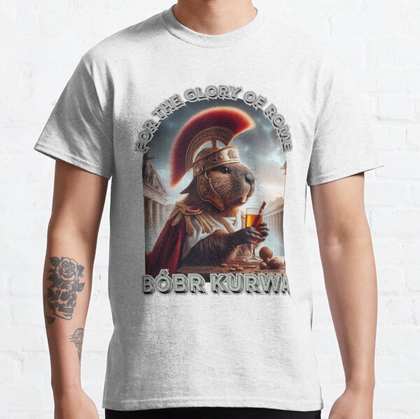 Vista previa del artículo con la obra «Bóbr Kurwa Gladiador pensando en el Imperio Romano», diseñado y vendido por SHELOPS.