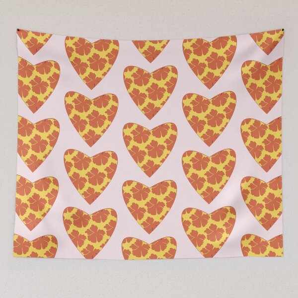 Item preview, Yellow Boho Heart & Orange Flower ; Bohemian Pattern designed and sold by PatternInArt.