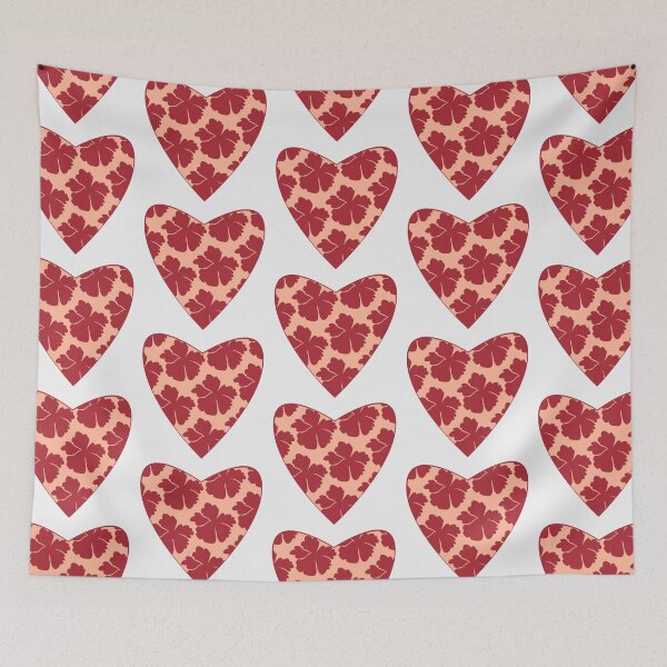 Item preview,  Pink Boho Heart & Red Flower ; Bohemian Pattern designed and sold by PatternInArt.