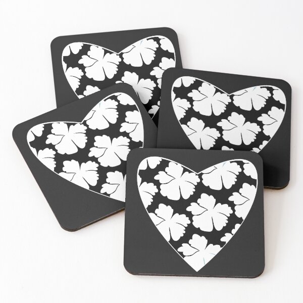 Item preview, Black Boho Heart & White Flower ; Bohemian Pattern designed and sold by PatternInArt.