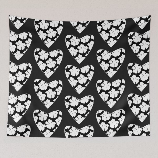 Item preview, Black Boho Heart & White Flower ; Bohemian Pattern designed and sold by PatternInArt.
