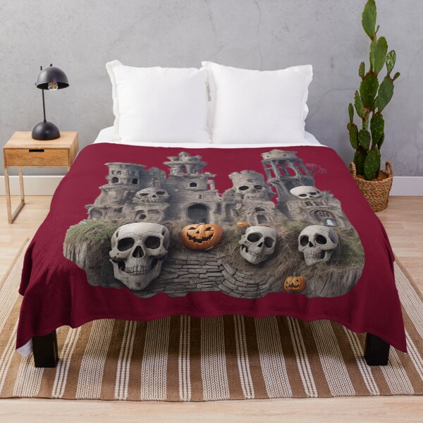 Item preview, haunted castle with skulls and pumpkins halloween horror inspired fashion designed and sold by Carlos Gudino.