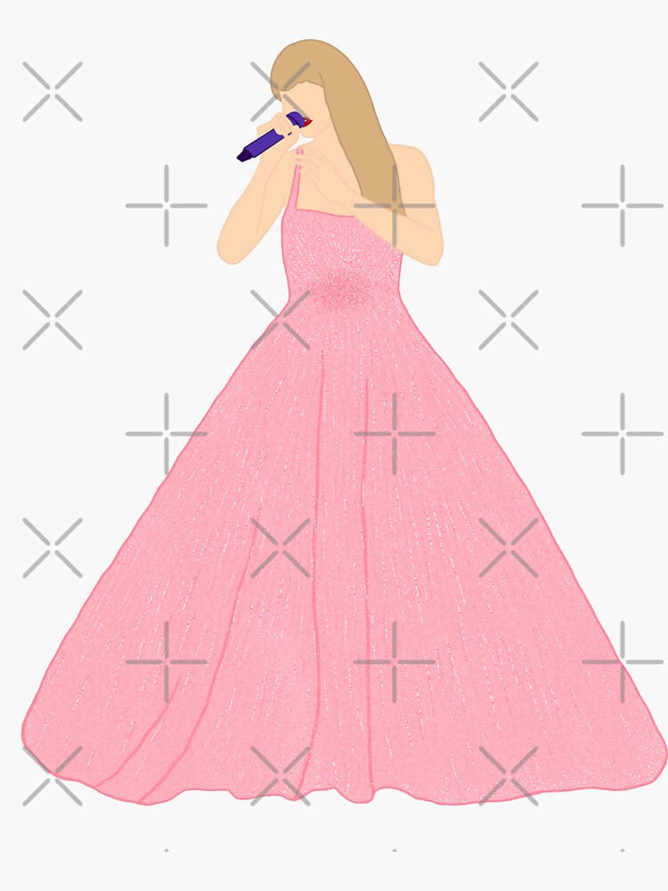 strapless open back dress Enchanted Pink Ball Gown Eras Dress Sticker for Laptop, Kindle, Water  Bottle, By the Eras Outfit Sticker