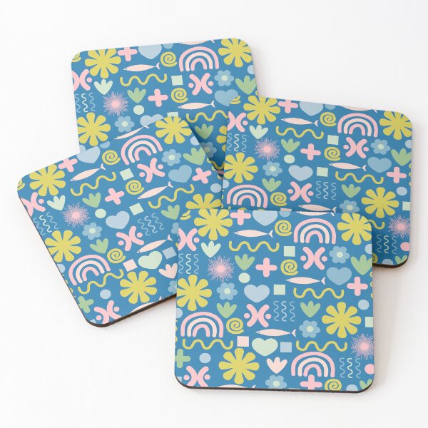 Item preview, Cute Miscellany Cheerful Whimsical Pattern Blue Pink Chartreuse designed and sold by kierkegaard.