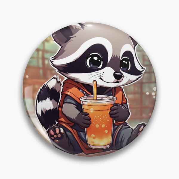 Item preview, Chibi raccoon drinking boba tea designed and sold by sakurabeauty18.
