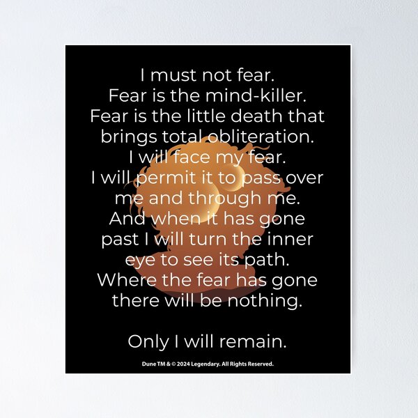 Item preview, I Must Not Fear. Fear Is The Mind-Killer Frank Herbert Atreides Quote designed and sold by KamiTrendz.