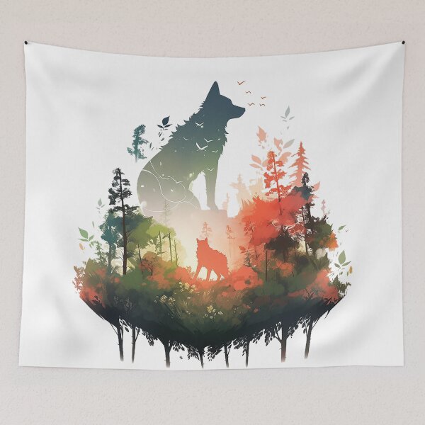 Item preview, wolf silhouette forest designed and sold by skateras.