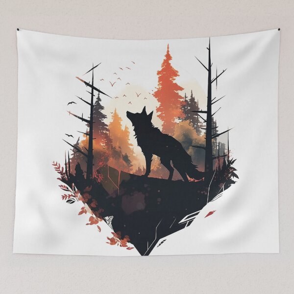 Item preview, wolf silhouette forest designed and sold by skateras.