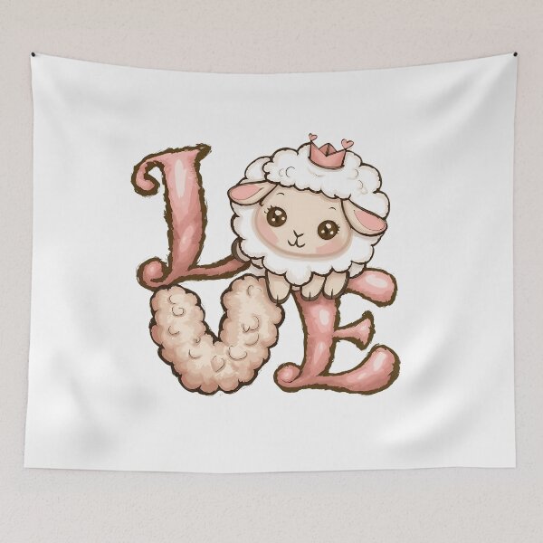 Item preview, I love Sheep Cute Sheep typography art designed and sold by najega911.