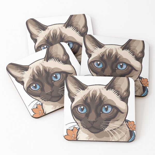 Item preview, Siamese Cat with Lotus Flowers designed and sold by Sarcastic Narwhal.