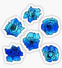 Flaming Roses Blue Pattern Sticker