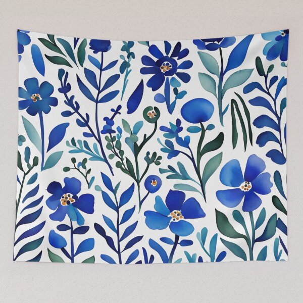 Artikelvorschau, Blaue Blumen-Aquarell-Design entworfen und verkauft von Manitarka.