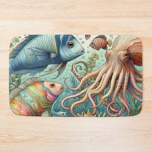Item preview, A Watercolor Composition of Vibrant Marine Life designed and sold by mushizaman.