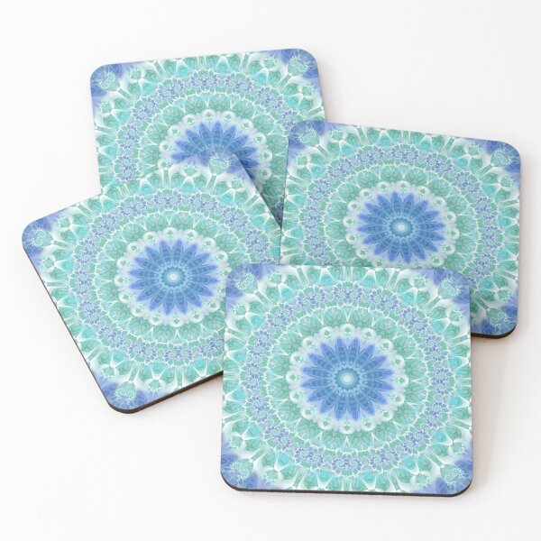 Item preview, Blue and Turquoise Mandala designed and sold by Kelly Dietrich Mandala & Fractal Art.