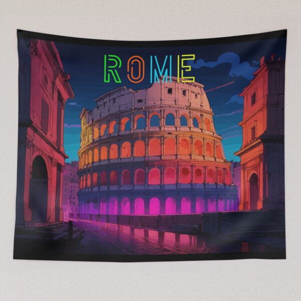 Item preview, Enchanting Night in Rome: A Vibrant Illustration of the Iconic Colosseum designed and sold by MadebyTommy.