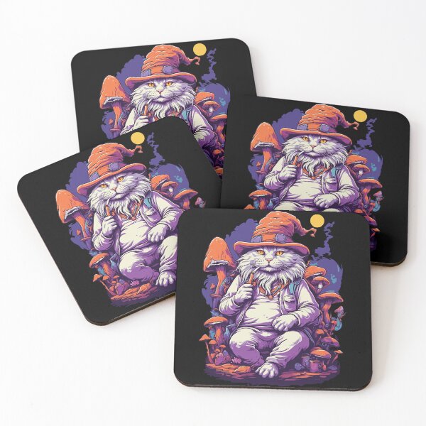 Item preview, Cat Forest Mushrooms Psychedelic Goa Trance Art designed and sold by LuminOrb.