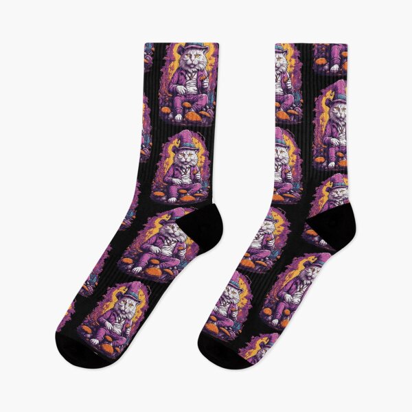 Item preview, Cat Psychedelic Art Music Festival Forest Mushrooms designed and sold by LuminOrb.