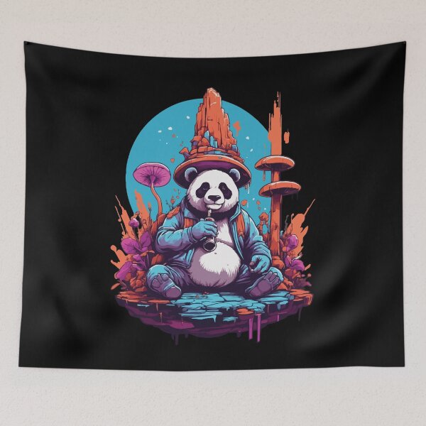 Item preview, Panda Bear Psychedelic Art Music Festival Forest Mushrooms designed and sold by LuminOrb.