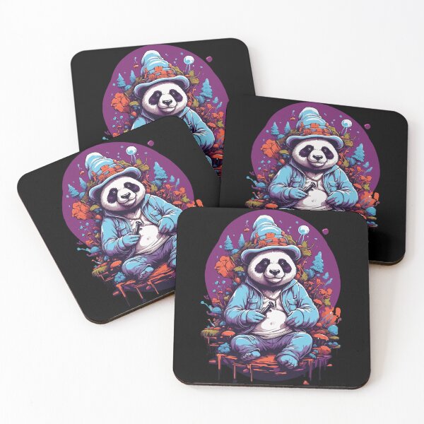 Item preview, Panda Bear Psychedelic Art Music Forest Mushrooms designed and sold by LuminOrb.